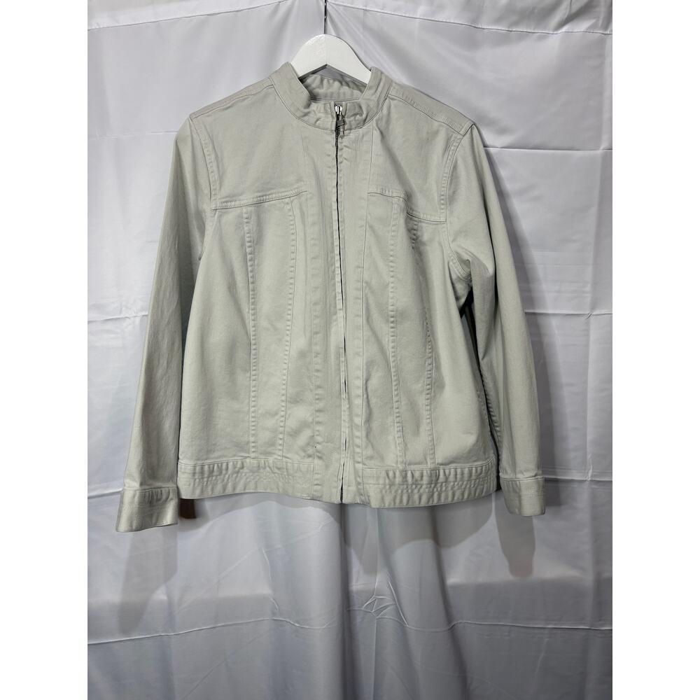 Rare CJ Banks Christopher and Banks Khaki Moto Jacket Size XL